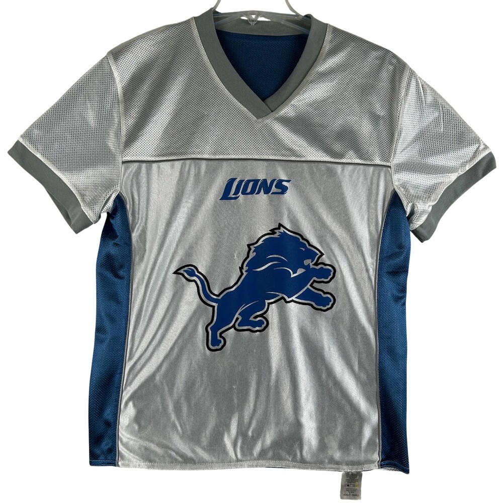 Detroit Lions Jersey Womens Small Blue Silver NFL Flag Football Reversible